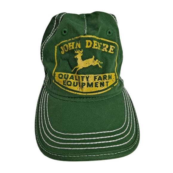 John Deere Hat Men One Size Green Yellow Canvas Logo Farmer Country Agriculture - Picture 1 of 7